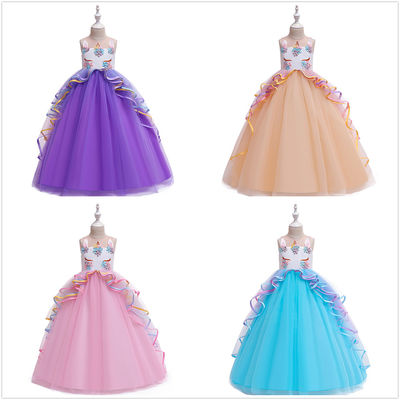 Nozze senza maniche di principessa Dresses For Party del bambino di spettacolo del pizzo dell'increspatura