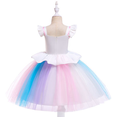 Viscosa del poliestere che mescola Unicorn Tulle Princess Dress Size 110cm